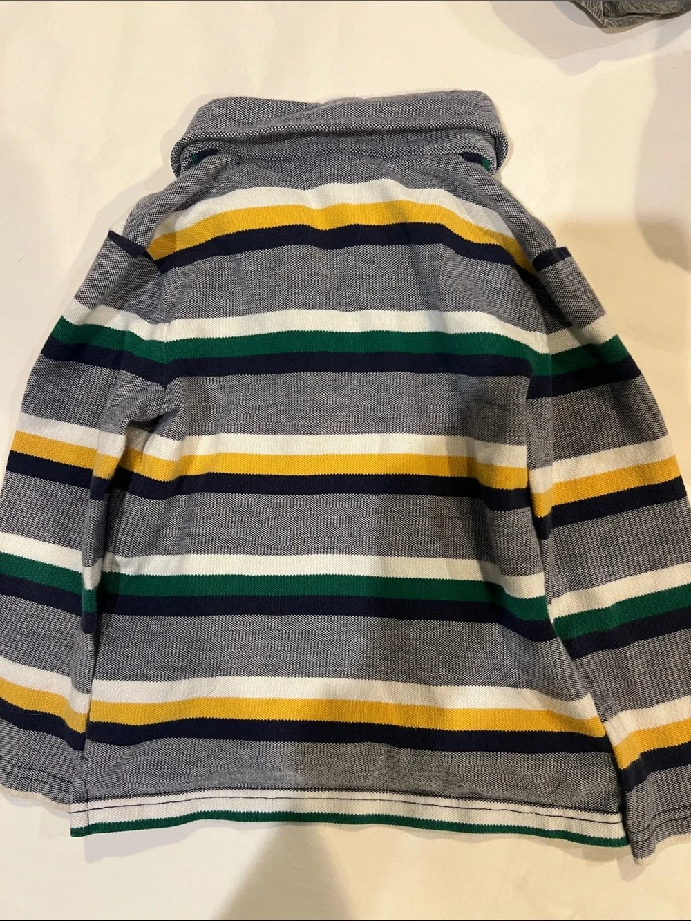 Boys Gray Striped Rugby Polo Top